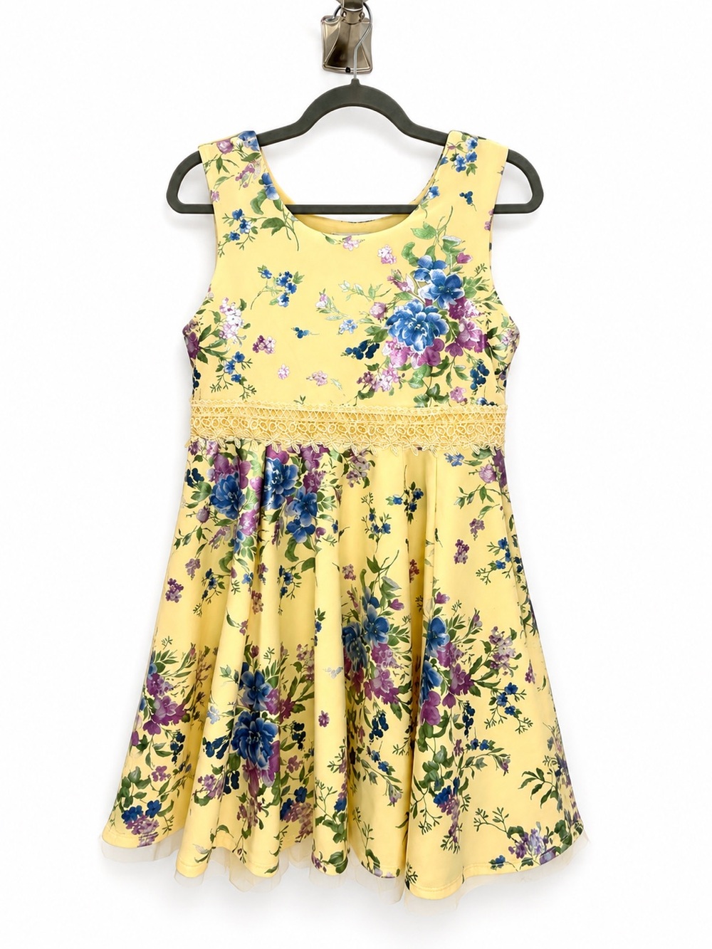 Girls Knit Works Yellow Floral Fit & Flare Dress Size 18½ Plus